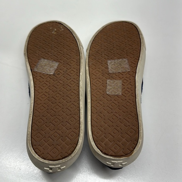 Tory Burch Jesse Sneaker Slip On Perforated Laser Cut Shoes Navy Blue Size 7 - Picture 7 of 9